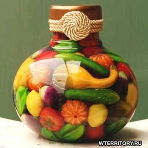 декоративные бутылки с овощами